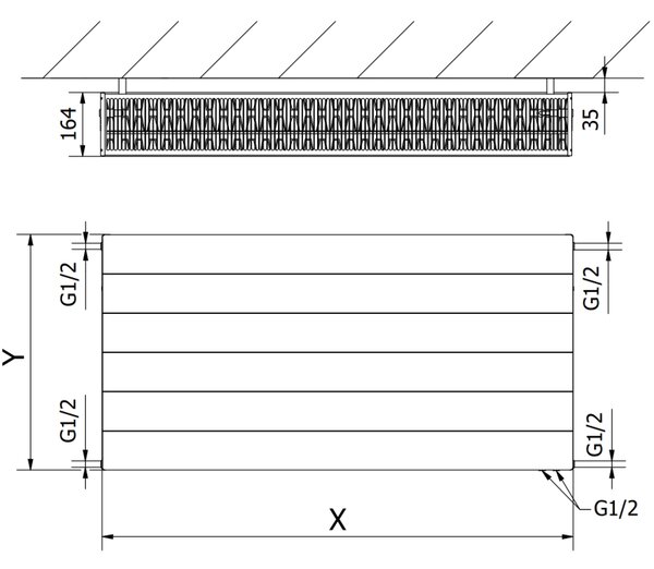 Mexen Line CVL33 doskový radiátor 600 x 1100 mm, spodné pripojenie, 2421 W, biely - W633L-060-110-00