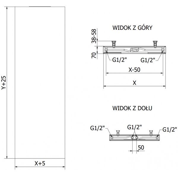 Mexen Flat VS20S panelový radiátor 1600 x 400 mm, spodné stredné pripojenie, 794 W, biely - W6VS20S-160-040-00