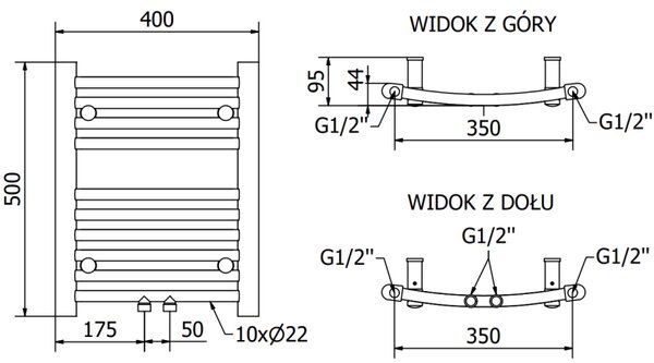 Mexen Ares, vykurovacie teleso 500x400 mm, 179 W, čierna matná, W102-0500-400-00-66