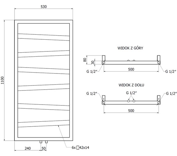 Mexen, Mexen Zoom dekoratívny kúpeľňový radiátor 1100 x 530 mm, 376 W, antracit - W130-1100-530-00-66