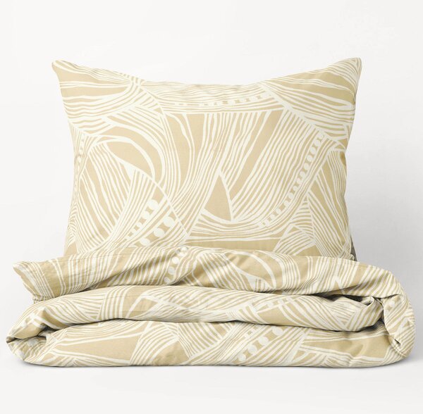 Goldea flanelové posteľné obliečky - vzor 808 tropické listy na zlatom 140 x 220 a 70 x 90 cm