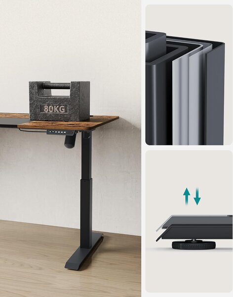 SONGMICS Elektricky nastaviteľný písací stôl Vasagle Foral 160 cm hnedo-čierny