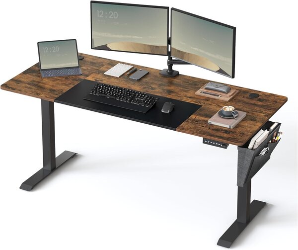 SONGMICS Elektricky nastaviteľný písací stôl Vasagle Foral 160 cm hnedo-čierny