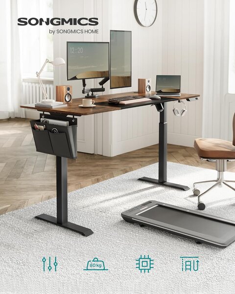 SONGMICS Elektricky nastaviteľný písací stôl Vasagle Foral 160 cm hnedo-čierny