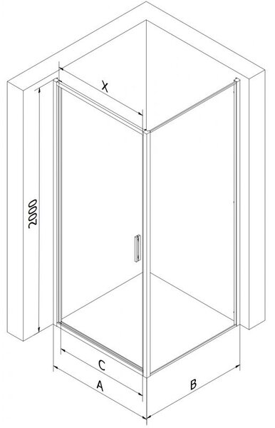 Mexen Exo výklopná sprchová kabína 100 x 90 cm, transparentná, čierna - 817-100-090-70-00