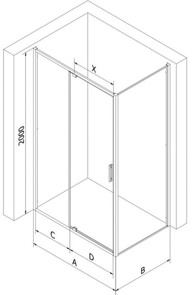 Mexen Exo sprchový kút s výklopnými dverami 90 x 90 cm, transparentný, čierny - 819-090-090-70-00
