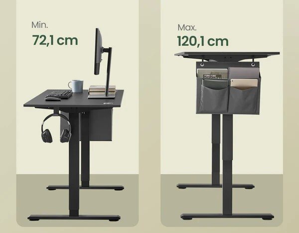 SONGMICS Elektricky nastaviteľný písací stôl Vasagle Foral 160 cm čierny