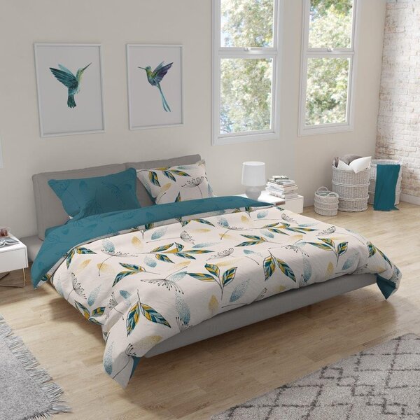 Faro Flanelové obliečky Pure Flannel 006 140x200 cm + 70x90 cm krémové/tyrkysové