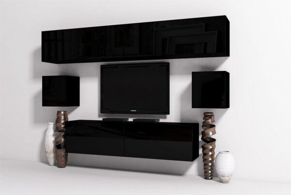 MEBLINE Luxusná obývacia stena ONYX 15 čierny lesk
