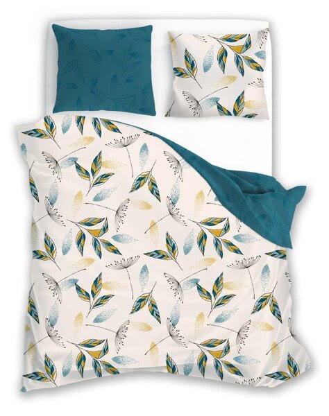 Faro Flanelové obliečky Pure Flannel 006 140x200 cm + 70x90 cm krémové/tyrkysové