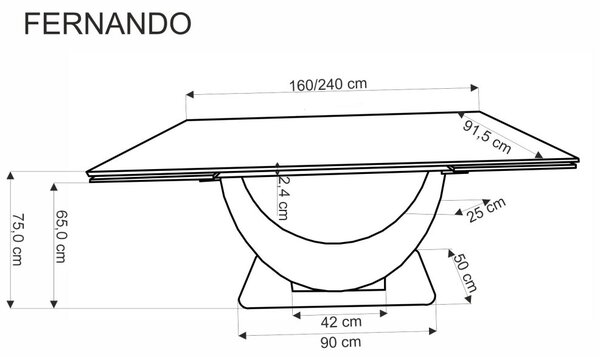 Halmar Rozkladací jedálenský stôl FERNANDO biely mramor/čierny