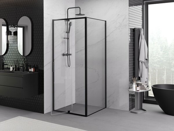 Mexen Exo sprchový kút s výklopnými dverami 90 x 90 cm, transparentný, čierny - 819-090-090-70-00