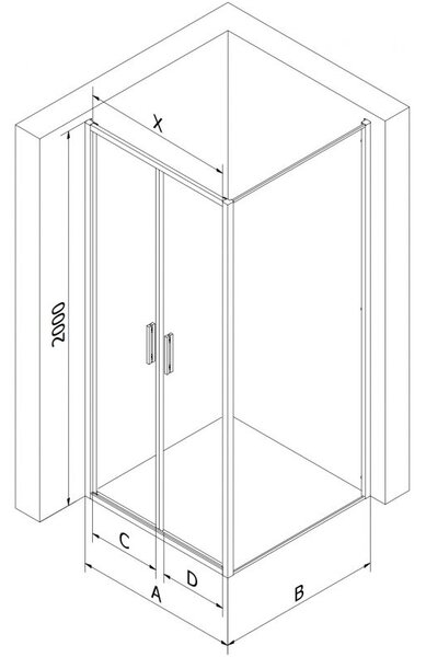 Mexen Exo sprchová kabína otváracia 100 x 80 cm, transparentná, čierna - 814-100-080-70-00