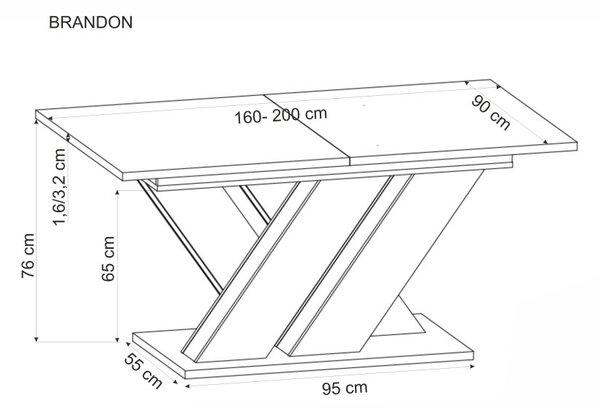 Halmar Rozkladací jedálenský stôl BRANDON 160(200)x90 dub wotan/čierny