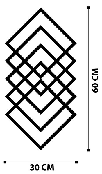 Wallity Geometrická čierna nástenná kovová dekorácia