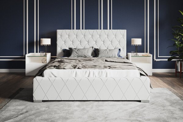 Čalúnená posteľ BED 4 120x200 biela ekokoža