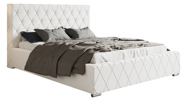 Čalúnená posteľ BED 4 120x200 biela ekokoža