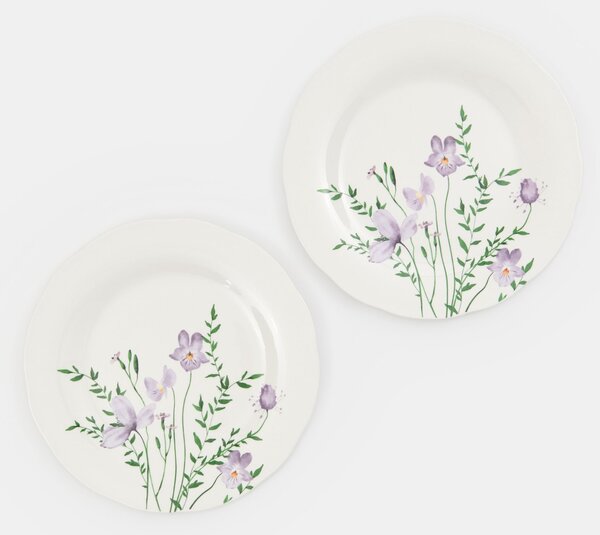 Sinsay - Keramické taniere s kvetinovým motívom, 2 pack - viacfarebná