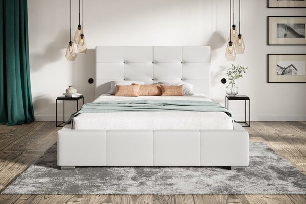 Čalúnená posteľ BED 5 120x200 biela ekokoža