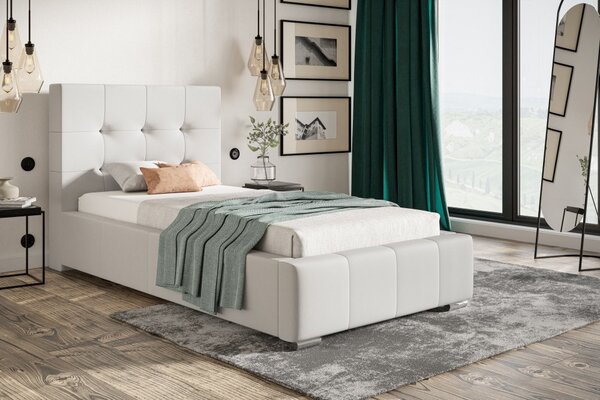 Čalúnená posteľ BED 5 90x200 biela ekokoža