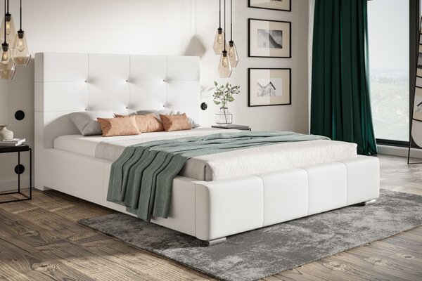 Čalúnená posteľ BED 5 120x200 biela ekokoža