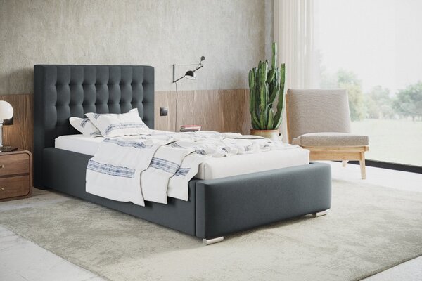 Čalúnená posteľ BED 2 90x200 tmavo sivá