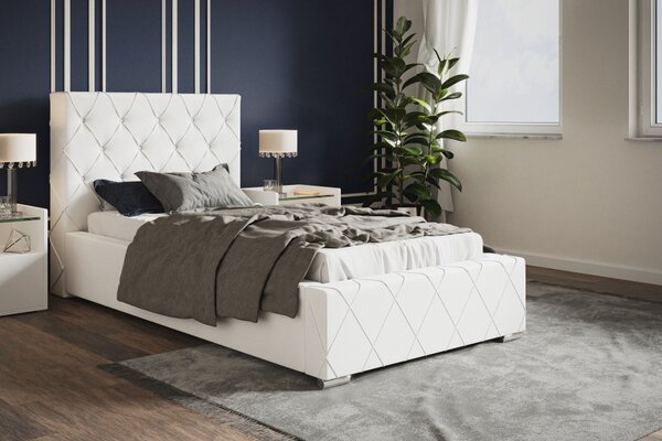 Čalúnená posteľ BED 4 90x200 biela ekokoža
