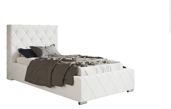 Čalúnená posteľ BED 4 90x200 biela ekokoža