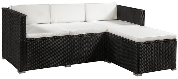 Záhradný ratanový set Punta Cana M - čierny/krémové podušky