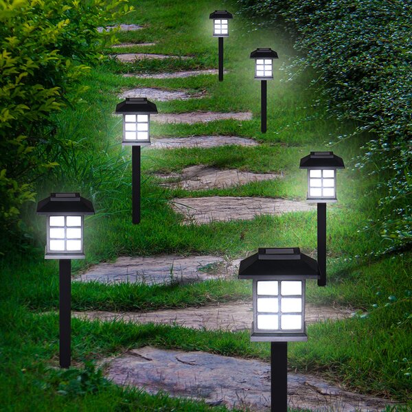 Sada 6 LED solárnych lámp - čierna