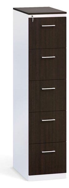 Zásuvková kartotéka s drevenými čelami, 5 zásuvek, wenge