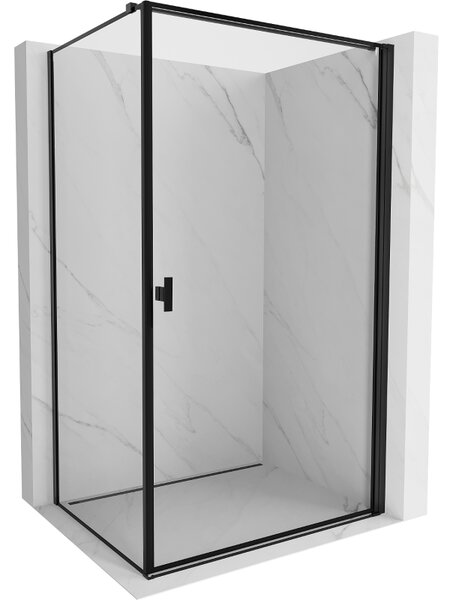 Mexen Mist-B, 1-krídlový výklopný sprchový kút, pravý, 90 x 70 cm, číre sklo-čierny rám, 8A2T-090-070-70-70-P
