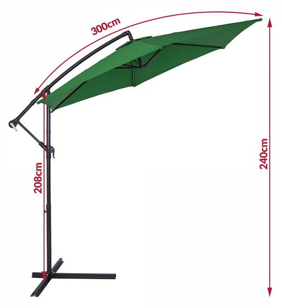 Záhradný slnečník Ø300 cm - zelený