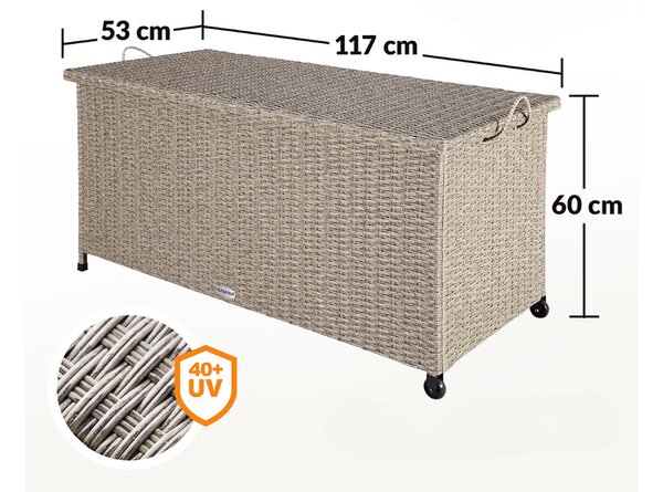 Úložný box s kolieskami 370 L - krémový