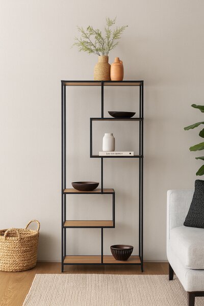 House 5 Regálová knižnica ARCANA 400175 prírodná/čierna