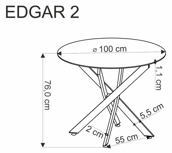 Halmar Okrúhly jedálenský stôl EDGAR 2 biely mramor/čierny