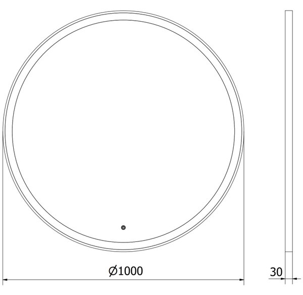 Mexen Esso, okrúhle LED podsvietené kúpeľňové zrkadlo 100 cm, 6000K, vykurovacia podložka proti zahmlievaniu, čierny rám, 9825-100-100-611-70