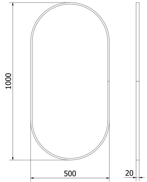 Mexen Loft zrkadlo kúpeľňové oválne 100 x 50 cm, čierny rám - 9851-100-050-000-70