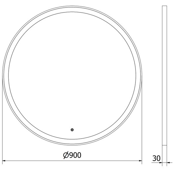 Mexen Esso, okrúhle LED podsvietené kúpeľňové zrkadlo 90 cm, 6000K, vykurovacia podložka proti zahmlievaniu, zlatý rám, 9825-090-090-611-50