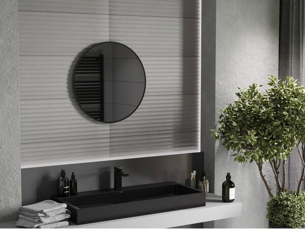 Mexen Loft okrúhle kúpeľňové zrkadlo 60 cm, čierny rám - 9850-060-060-000-70