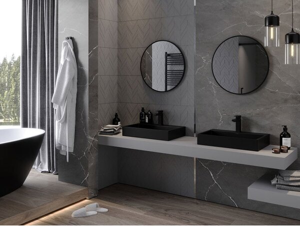 Mexen Loft okrúhle kúpeľňové zrkadlo 60 cm, čierny rám - 9850-060-060-000-70