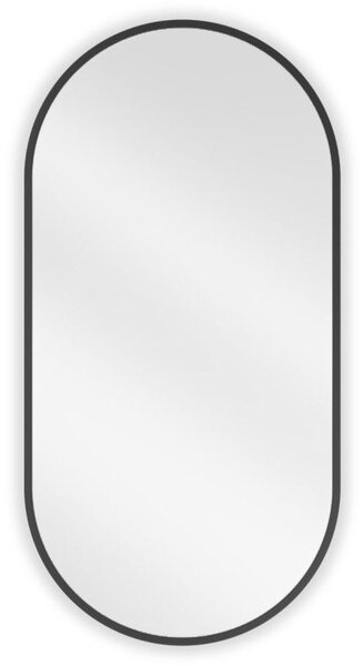 Mexen Loft oválne kúpeľňové zrkadlo 80 x 40 cm, čierny rám - 9851-080-040-000-70