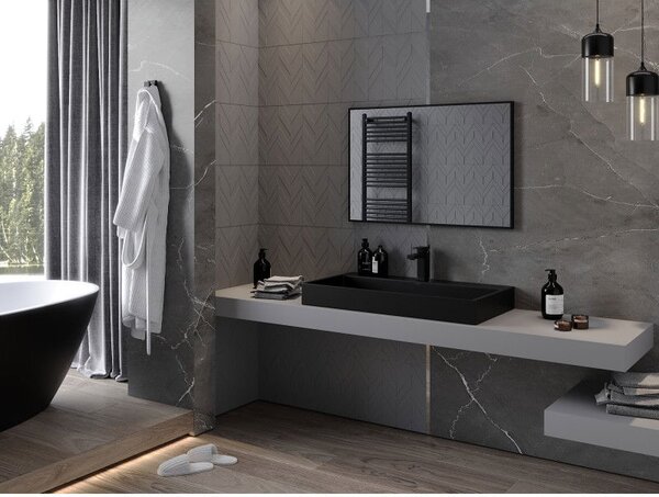Mexen Loft obdĺžnikové kúpeľňové zrkadlo 90 x 60 cm, čierny rám - 9852-090-060-000-70