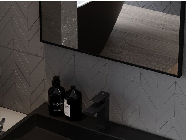 Mexen Loft obdĺžnikové kúpeľňové zrkadlo 60 x 40 cm, čierny rám - 9852-060-040-000-70