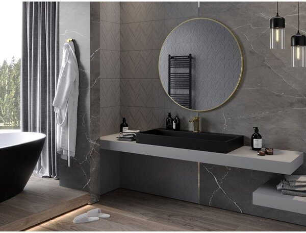 Mexen Loft okrúhle kúpeľňové zrkadlo 100 cm, zlatý rám - 9850-100-100-000-50