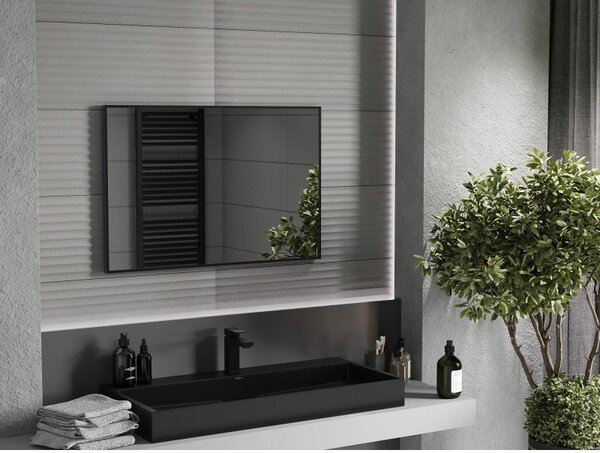 Mexen Loft obdĺžnikové kúpeľňové zrkadlo 90 x 60 cm, čierny rám - 9852-090-060-000-70