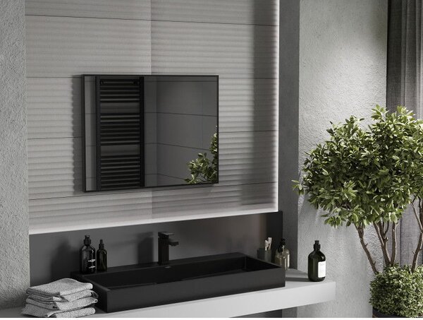 Mexen Loft obdĺžnikové kúpeľňové zrkadlo 80 x 60 cm, čierny rám - 9852-080-060-000-70