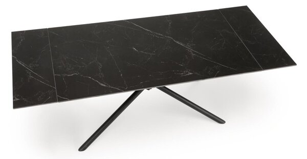 Halmar Rozkladací jedálenský stôl VITORINO 160(220)x90 čierny mramor/čierna - výpredaj skladu