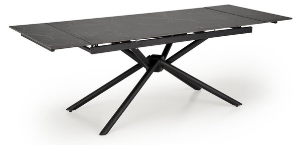 Halmar Rozkladací jedálenský stôl VITORINO 160(220)x90 čierny mramor/čierna - výpredaj skladu