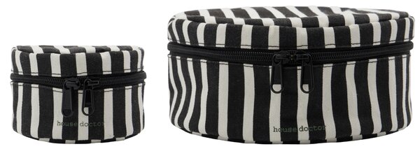Úložný guľatý box so zipsom Black/Off-white – set 2 ks